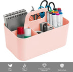 Tiawudi Multipurpose Caddy Organizer, Plastic Caddy with Handle, Stackable Desk Organizer for Stationery, Marker and Pencil, Office Supplies Organizer, Dorm Caddy - Image 3