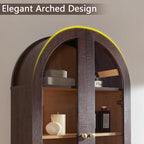 Bathroom Arched Wall Cabinet Over The Toilet Storage Cabinet, 23.5×31.4 Inch bathroom cabinet wall mount with Glass Doors & Adjustable Shelves, Wood Cabinet for Laundry Room, Kitchen, Brown/Natural - Image 4
