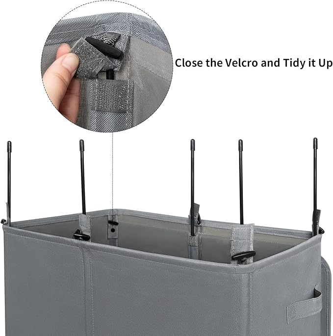 WOWLIVE 154L Double Laundry Hamper 2 Section with Lid and Removable Bags - Image 7
