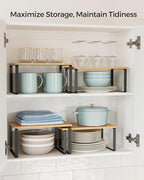 SONGMICS Cabinet Organizer Shelf, Set of 2 Spice Rack, Kitchen Storage - Image 4