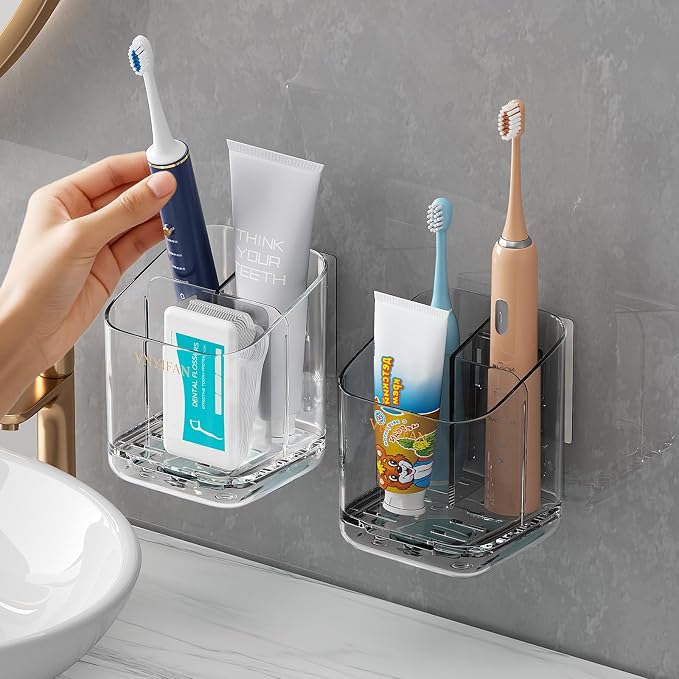 3 Slots Detachable Toothbrush Holders Wall Mounted for Bathrooms by VNYIFAN