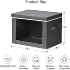 Homsorout Storage Bins with Lids - Small Fabric Organizers with Window, Collapsible Storage Bins for Clothes, Decorative Closet Organizers for Towels, Tshirt, 3 Pack, Dark Grey - Image 2