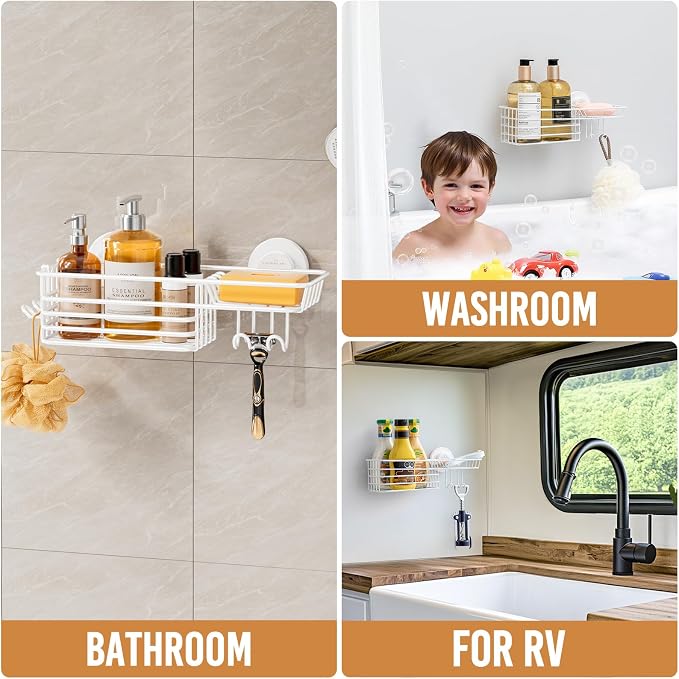 LEVERLOC Shower Caddy Suction Cup, Heavy Duty Bathroom Organizer - Image 5