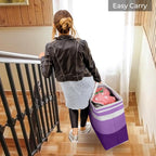 HomeHacks 2 Pack Laundry Baskets, Laundry Hampers Bags (Purple 88Lx2) | Waterproof, Freestanding, Collapsible Clothes Hamper with Reinforced Handles in Laundry Room, Dorm, Bathroom, Bedroom - Image 7
