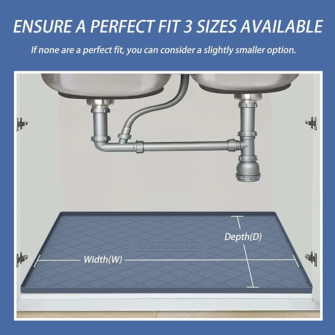 URMONA Under Sink Mat 28 x 22 in, Waterproof Silicone Cabinet Protector - Image 7