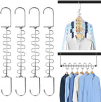 KLEVERISE 20 Pack Metal Space Saving Hangers, Stainless Steel Hangers, Magic Cascading Closet Clothing Hanger Organizer Space Saver, College Dorm Essentials by Chicwe