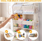 2 Pack Over The Door Organizer 6 Tiers, Extra Large Behind Door Storage of 12 Compartments, 80 lbs Weight Capacity Hanging Storage Organizer with Clear Window Kids Toys,Shoes (6 Tiers - Beige) - Image 5