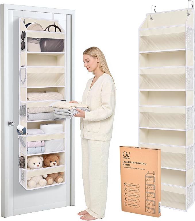 Ultra-Slim Over The Door Organizer for Narrow Gap & Small Space（Beige） by ORDOVIBE