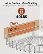 Orimade Corner Shower Caddy Stainless Steel with Hooks Wall Mounted Bathroom Shelf Storage Organizer Adhesive No Drilling 2 Pack, Silver Only for 90-Degree Corner - Image 4