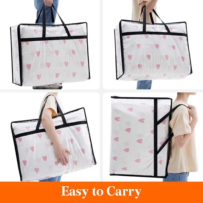 Lifewit 75L Clear Clothes Storage Bags,Plastic Foldable Blanket Storage Bag | 3 Pack Vinyl Foldable Moving Bags with Zipper, Closet Organizers and Storage Containers for Bedding, Duvet, Comforter - Image 6