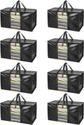 BALEINE 8-Pack Oversized Moving Bags with Reinforced Handles, Heavy-Duty Storage Tote Moving Supplies for Packaging, Camping (Black w/Window, 8-Pack) by BALEINE
