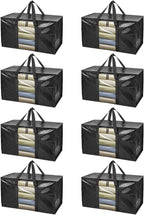 BALEINE 8-Pack Oversized Moving Bags with Reinforced Handles, Heavy-Duty Storage Tote Moving Supplies for Packaging, Camping (Black w/Window, 8-Pack) by BALEINE