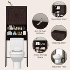 Vabches Metal Frame Over The Toilet Storage Cabinet, Espresso - Image 3