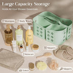 PQH Portable Shower Caddy with Handle, Large Capacity Shower Basket Organizer, Quick-Drain Bathroom Storage Tote, Durable Plastic Shower Organizer for College Dorm, Beach, Gym Essentials, MintGreen - Image 3
