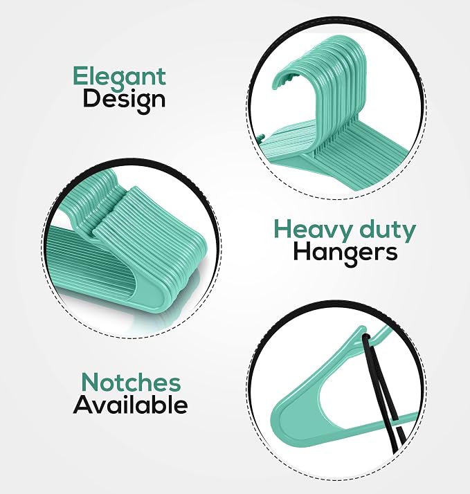 Utopia Home Plastic Hangers 100 Pack - Perfect Space Saving Clothes Hanger - Durable and Strong - Perfect Closet Organizers with Shoulder Grooves (Aqua) - Image 4