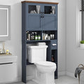 Vabches Over The Toilet Storage Cabinet with Doors & Paper Holder, Blue by Vabches