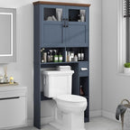 Vabches Over The Toilet Storage Cabinet with Doors & Paper Holder, Blue by Vabches