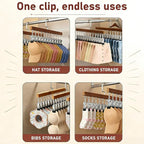 Legging Organizer for Closet, Closet Organizer with Clips, 360° Rotating Space Saving Hanging Clothes Organizer for Closet Organizers and Storage (Wood-12 Clips) - Image 5