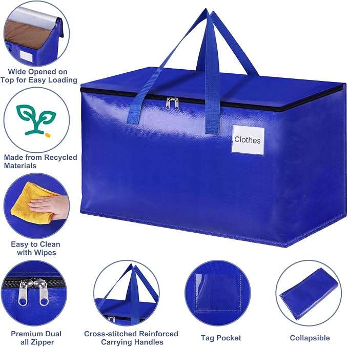 StorageRight Moving Bags, Moving Boxes, 93L 10-Pack Sotrage Bags, 4 Colors - Image 3