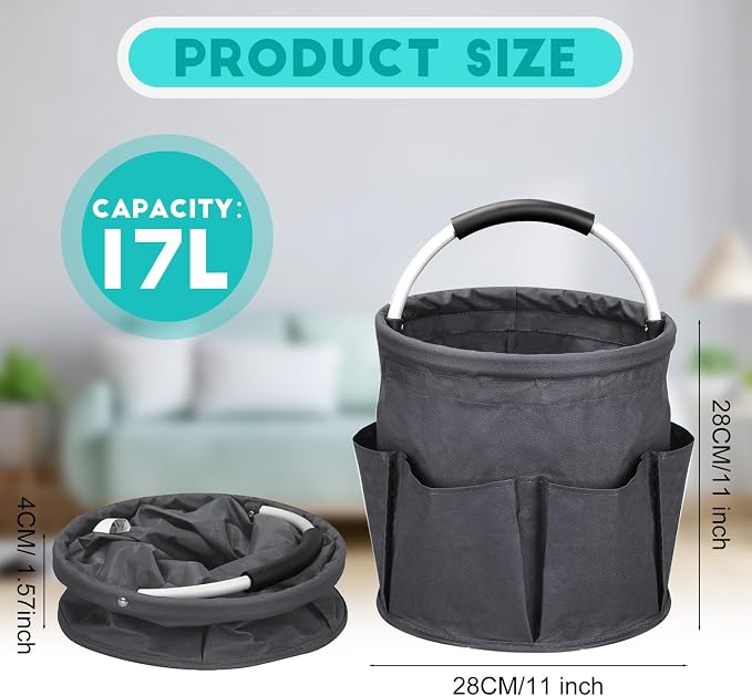 17L Cleaning Caddy for Cleaning Supplies with Handle,Cleaning Supplies Organizer Bucket for Home Garden - Image 2