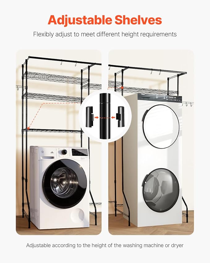 VEVOR Over Washer and Dryer Storage Shelves 6-Tier Laundry Room Drying Rack - Image 5