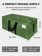 HOMESURE Supports 200lbs Heavy Duty Moving Bags - Strong Zipper & Wrap-Around Handles - Water-Resistant Storage Totes, Durable Alternative to Moving Boxes - 40 Pack - Olive Green - Image 5