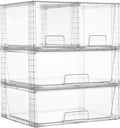 Vtopmart Clear Stackable Storage Drawers, 4 Pack Wide Organizer Set by Vtopmart
