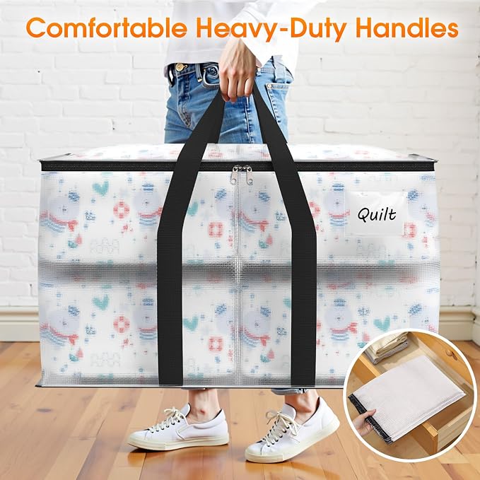 Fab totes Moving Bags Extra Heavy Duty Oversized Storage Bags with Reinforced Handle and Double Zippers,Moving Supplies Totes for Storage Packing Dorm Room Essentials Alternative to Moving Boxes - Image 3