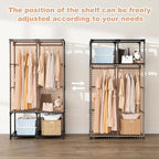 Portable Closet for Hanging Clothes, Portable Wardrobe Closet with Cover, 4 Storage Shelves, 2 Hanging Rods and 8 Side Pockets, Easy Assembly and Sturdy Free Standing Closet for Bedroom, Black - Image 6