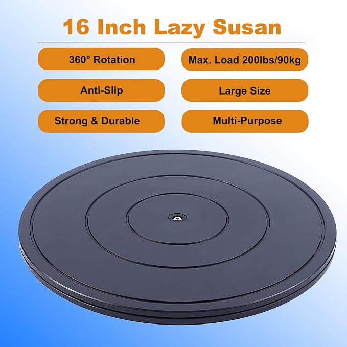 16 Inch Lazy Susan Turntable Heavy Duty Rotating Swivel Stand Lazy Susan with Steel Ball Bearings Flat Base Stand for TV/Computer/Monitor/Arts/Crafts/Bonsai/Statue/Cabinet Organizer - Image 2