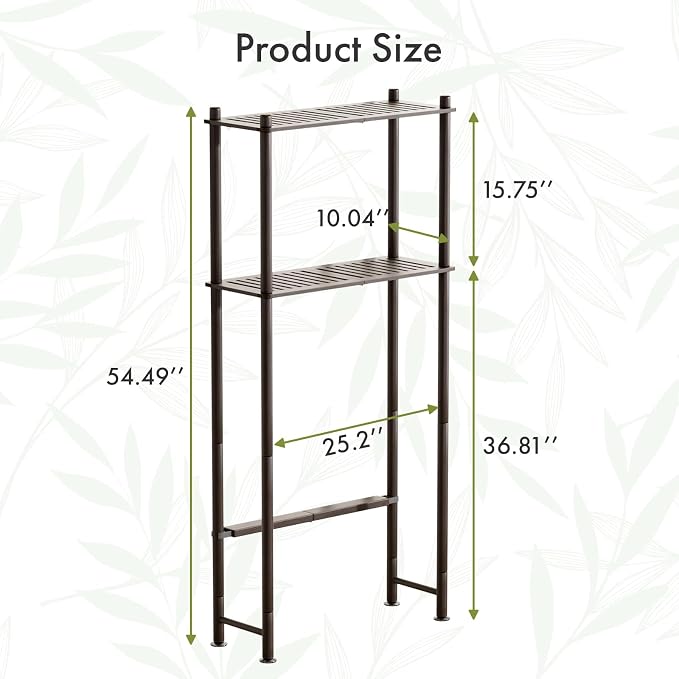 AmazerBath Bamboo Over The Toilet Storage Shelf, 2-Tier Over Toilet Bathroom Organizer Rack, Bathroom Shelves Over Toilet Space Saver, Espresso - Image 2