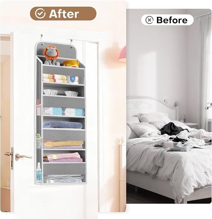Over the Door Organizer, 4 Large Pocket Hanging Storage with 40lb Capacity - Image 6