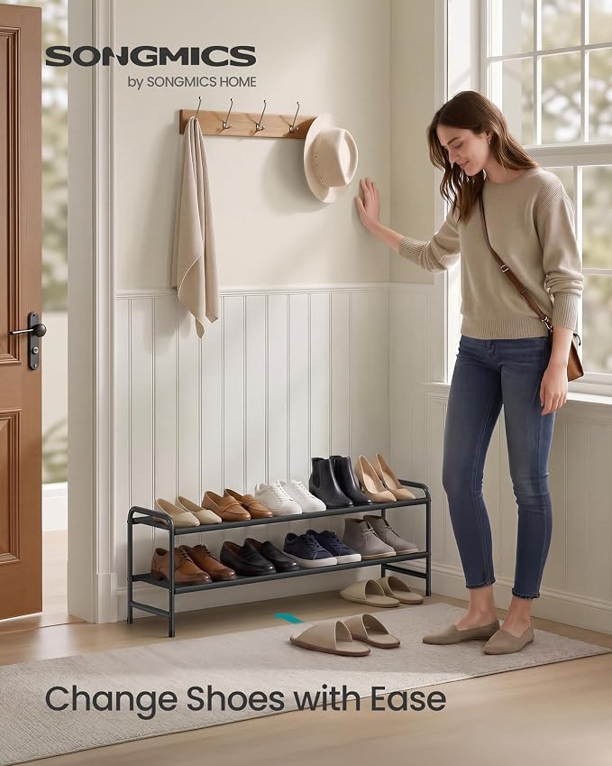 SONGMICS Long Shoe Rack, 2-Tier Shoe Organizer, Holds up to 15 Pairs - Image 3