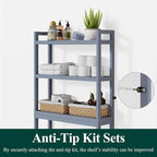 Smiry Bamboo Over The Toilet Storage Cabinet, 3 Tier, Grey - Image 4