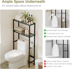 Over The Toilet Storage,2-Tier Bamboo Bathroom Shelf with Paper Holder - Image 4