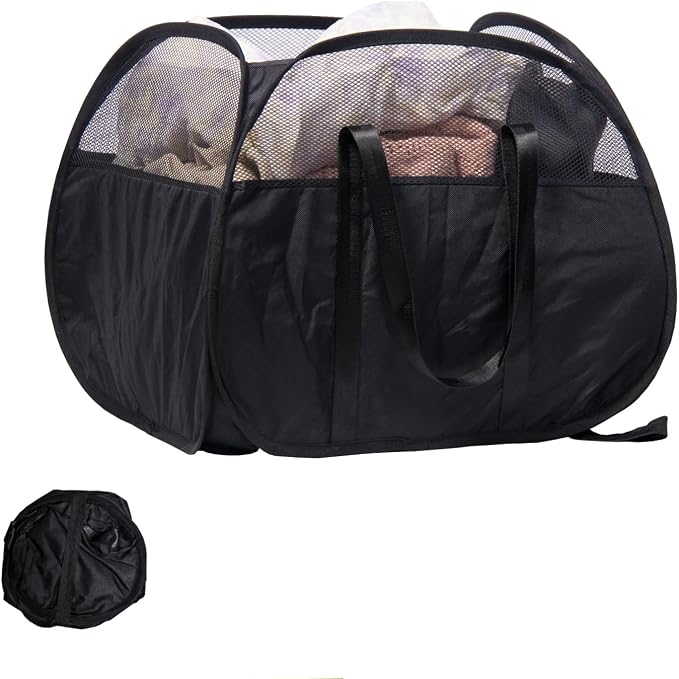 Collapsible Laundry Basket, 90L Tear Proof Mesh Pop-up Hamper by HEDONLEE