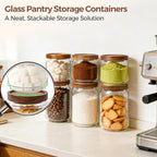 ComSaf Glass Pantry Storage Container with Acacia Wood Lids 1.1/0.5Qt 6Pack - Image 4