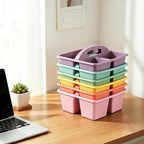 Set of 6 Classroom Caddy, Small Plastic Storage Caddy with Handle, Morandi - Image 2