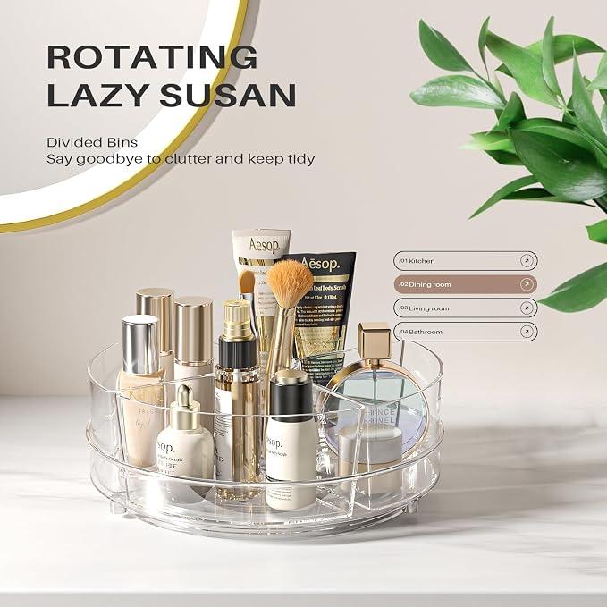 Lazy Susan Organizer, 9 inch Rotating Storage Organizer with Removable Bins - Image 5