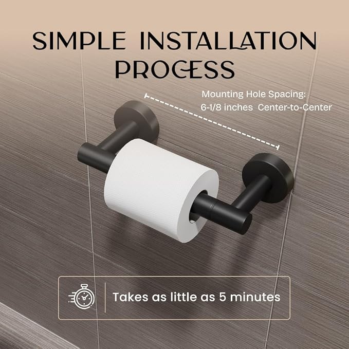 Day Moon™ Matte Black Toilet Paper Holder Wall Mount - Pivoting Modern Roll Holder for Bathroom - Image 6