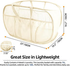 Collapsible Laundry Baskets, Upgrade Pop Up Laundry Hamper with Convenient Bags, Foldable Laundry Basket Mesh Light Weight, Easy to Carry Clothes Hampers for Laundry, Dorm, Toys, Travel Beige - Image 4