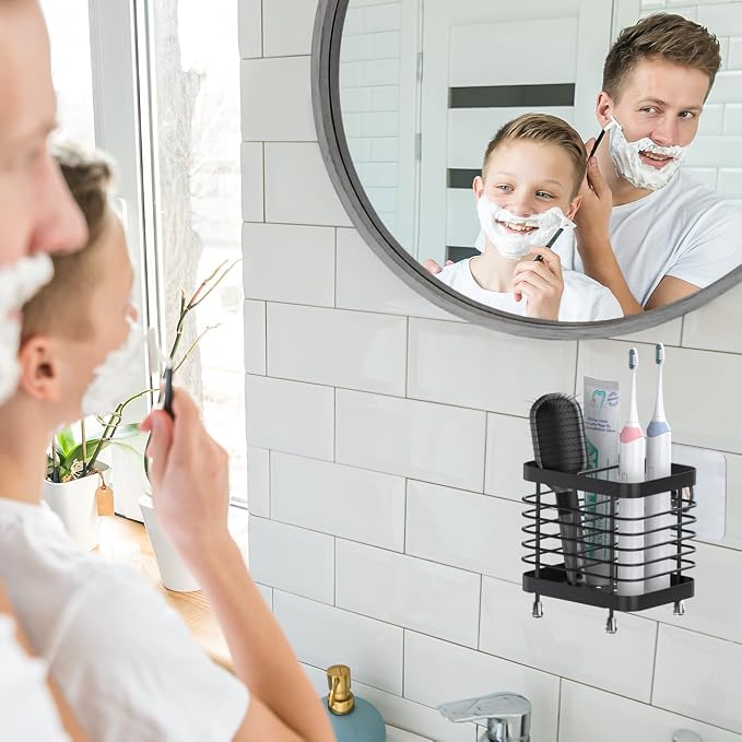 Luxspire Toothbrush Holders for Bathroom, Stainless Steel, 2 Slots, Black - Image 7