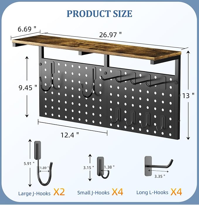 Ironing Board Hanger Wall Mount, Large Storage Iron and Ironing Board Holder, Laundry Room Storage Shelves with Ironing Board Broom Mop Holder, Laundry Accessories Organization and Storage Organizer - Image 7