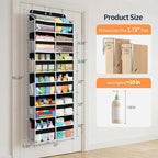 Yecaye 6 Tier Over The Door Organizer, Door Organizer with 12 Compartments | 20" W, Extra Large Behind Door Storage With 12 Side Pockets, 80lbs Heavy Duty, Clear Window, for Closet Bedroom Pantry, Black - Image 2