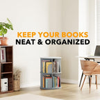 SpaceAid 2 Tier Rotating Bookshelf Tower, Spinning Bookcase Lazy Susan, Revolving 360 Book Shelf Storage Round Carousel, Vertical Rotate Turning Spiral Corner Organizer, Gray - Image 6