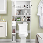 Vabches Over The Toilet Storage Cabinet with Doors & Paper Holder, White - Image 3