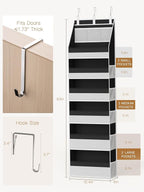 Criusia Over the Door Organizer, Heavy-Duty 6-Shelf Hanging Storage with 13 Mesh Pockets, 55lbs Capacity Behind the Door Storage for Nursery, Bathroom, Bedroom, and Dorm, Black - Image 7