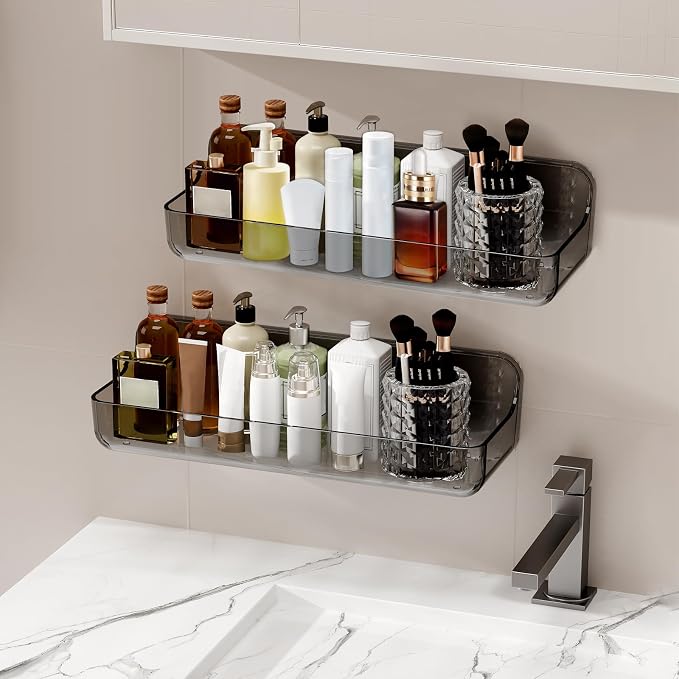 Diesisa Acrylic Wall Mount Organizer, Adhesive Shelves,2Pc Bathroom Shelves by Home