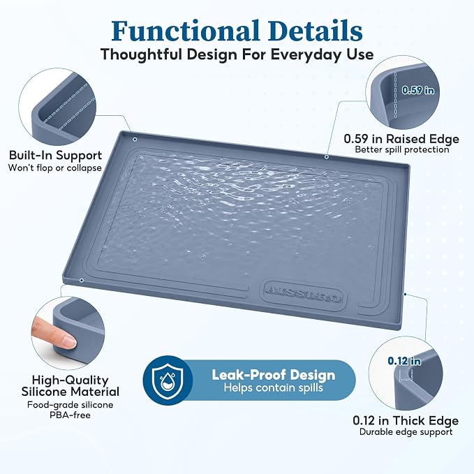Waterproof Under Sink Mat 28"x19", Silicone Mat, Dark Blue - Image 4