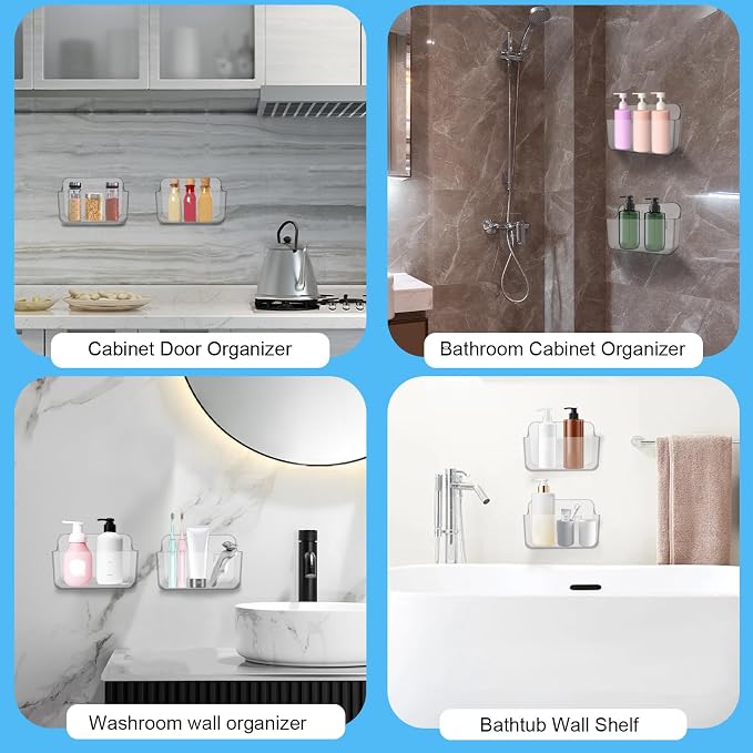 CGBE 2-Pack Cabinet Door Organizer, Self Adhesive Bathroom Shelves, Clear - Image 6